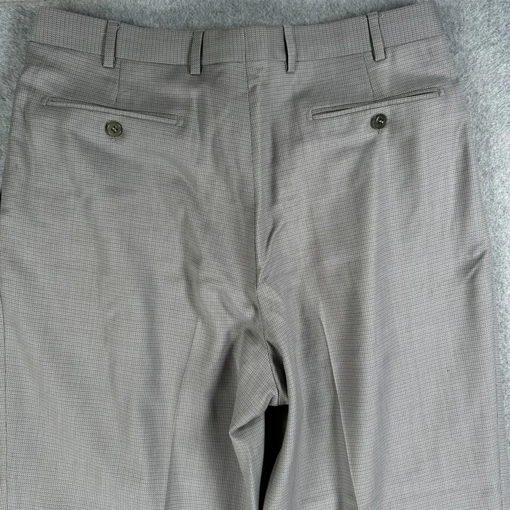 Zanella Austin Dress Pants Mens 35x28 Gray Check Pleated Cuffed Made In Italy